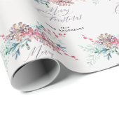 Waterverf Winter Botanicals Vrolijk Kerstfeest Cadeaupapier (Rol Hoek)