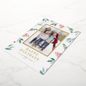 Waterverf Winter Botanisch Lijst Foto Folie Feestdagenkaart (Gedraaid)