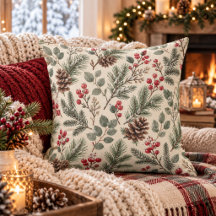 Waterverf Winter Botanische Dennen en Bessen