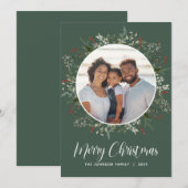 Waterverf winter botanische foto groen feestdagenkaart (Voorkant / Achterkant)