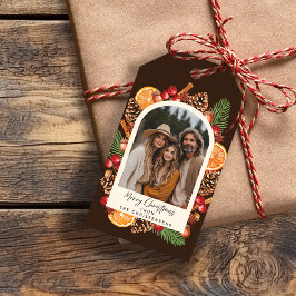 Waterverf Winter Botanische Foto Kerst Cadeaulabel