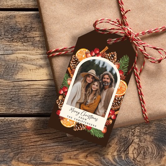 Waterverf Winter Botanische Foto Kerst Cadeaulabel