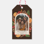 Waterverf Winter Botanische Foto Kerst Cadeaulabel (Voorkant)