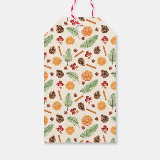 Waterverf Winter Botanische Foto Kerst Cadeaulabel (Achterkant)