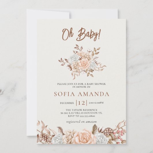 Waterverf Winter Bouquet Baby shower Kaart (Voorkant)