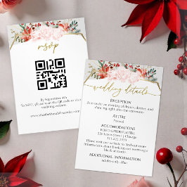 Waterverf Winter bruiloft details | RSVP | QR-code Informatiekaartje