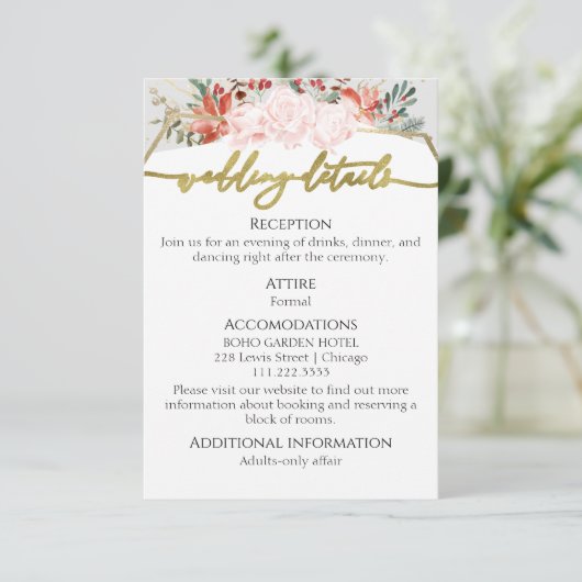 Waterverf Winter bruiloft details | RSVP | QR-code Informatiekaartje (Staand voorkant)