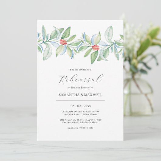 Waterverf Winter bruiloft repetitie diner Kaart (Staand voorkant)