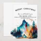 Waterverf Winter Camping Forest Outdoor Christmas Feestdagenkaart (Voorkant / Achterkant)