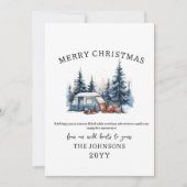 Waterverf Winter Camping Forest Outdoor Christmas Feestdagenkaart (Voorkant)