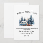 Waterverf Winter Camping Forest Outdoor Christmas Feestdagenkaart (Voorkant / Achterkant)