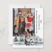 Waterverf Winter Christmas Gnome Foto Feestdagenkaart (Voorkant)