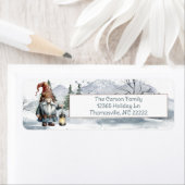 Waterverf Winter Christmas Gnome gepersonaliseerd Etiket (Insitu)