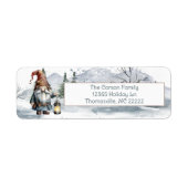 Waterverf Winter Christmas Gnome gepersonaliseerd Etiket (Voorkant)