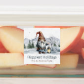 Waterverf Winter Christmas Gnome gepersonaliseerd Labels (Aangebracht)