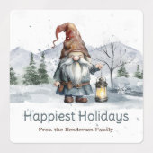 Waterverf Winter Christmas Gnome gepersonaliseerd Labels (Design 1)