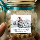 Waterverf Winter Christmas Gnome gepersonaliseerd Labels