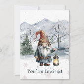 Waterverf Winter Christmas Gnome Holiday Party Kaart (Voorkant)
