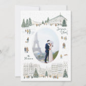 Waterverf Winter Cityscape Foto Kerst Feestdagenkaart (Voorkant)
