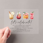 Waterverf Winter Cocktails Verjaardagsfeest Acryl Uitnodigingen (Insitu (Draagbaar))