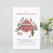 Waterverf Winter Cottage Kerstfeest Uitnodigen (Staand voorkant)