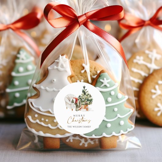 Waterverf Winter Cozy Kerstmis Ronde Sticker