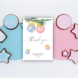 Waterverf Winter Dank je gender onthullen Bedankkaart