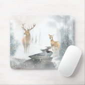 Waterverf Winter Deer Scene Muismat (Met muis)