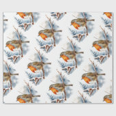 Waterverf Winter Engels Robin Bird Natuur Cadeaupapier (Vlak)