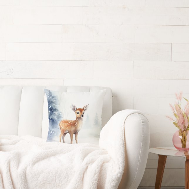 Waterverf Winter Fawn Kussen (Bank)