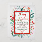 Waterverf Winter Floral Baby shower Uitnodiging (Voorkant / Achterkant)