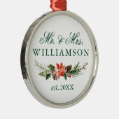 Waterverf Winter Floral de heer en mevrouw Metalen Ornament (Rechts)