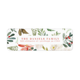 Waterverf Winter Floral Garland Etiket