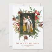 Waterverf Winter Floral Gold Foil kerstfoto (Voorkant)