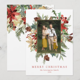 Waterverf Winter Floral Gold Foil kerstfoto
