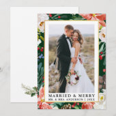 Waterverf Winter Floral Green Married en Merry Feestdagenkaart (Voorkant / Achterkant)