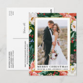 Waterverf Winter Floral Green Pas getrouwd Kerstmi Briefkaart (Voorkant / Achterkant)