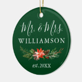 Waterverf Winter Floral Green PHOTO BACK Keramisch Ornament (Links)