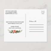 Waterverf Winter Floral Married en Merry Briefkaart (Achterkant)