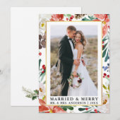 Waterverf Winter Floral Married en Merry Feestdagenkaart (Voorkant / Achterkant)
