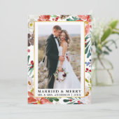 Waterverf Winter Floral Married en Merry Feestdagenkaart (Staand voorkant)