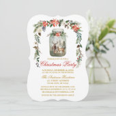Waterverf Winter Floral Mason Jar Kerstparty Kaart (Staand voorkant)
