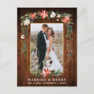 Waterverf "Winter Floral" met gehuwd hout Briefkaart