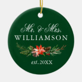 Waterverf Winter Floral PHOTO BACK Green Keramisch Ornament (Voorkant)