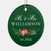 Waterverf Winter Floral PHOTO BACK Green Keramisch Ornament (Links)