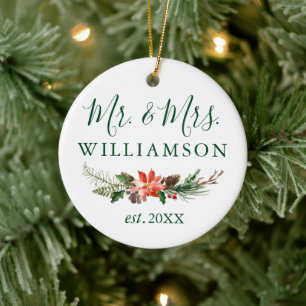 Waterverf Winter Floral PHOTO Keramisch Ornament