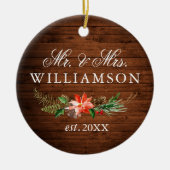 Waterverf Winter Floral Wood PHOTO BACK Keramisch Ornament (Voorkant)