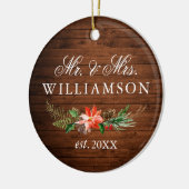 Waterverf Winter Floral Wood PHOTO BACK Keramisch Ornament (Links)