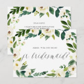 Waterverf Winter Floral Wreath Junior Bridesmaid Aankondigingskaart (Voorkant / Achterkant)