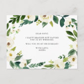 Waterverf Winter Floral Wreath Junior Bridesmaid Aankondigingskaart (Achterkant)